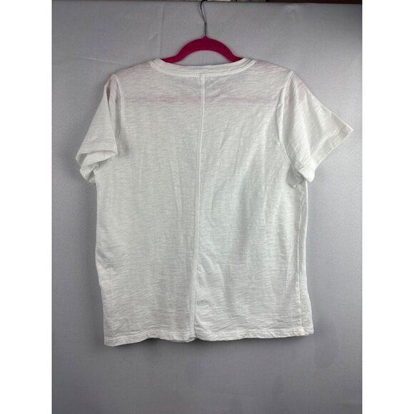 J.Crew White Girlfriend Tee Size L 100% Cotton Made In Philippines - Picture 3 of 4